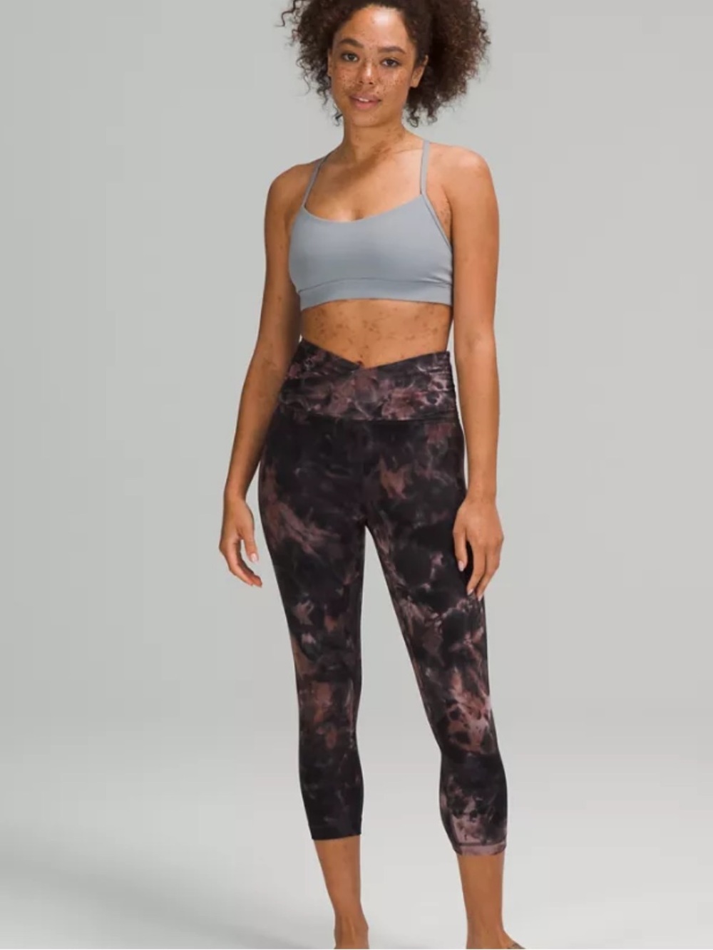 #001 Lululemon Align Crop *21" Diamond Dye Graphite Grey Pink Pastel Sz 18 EUC